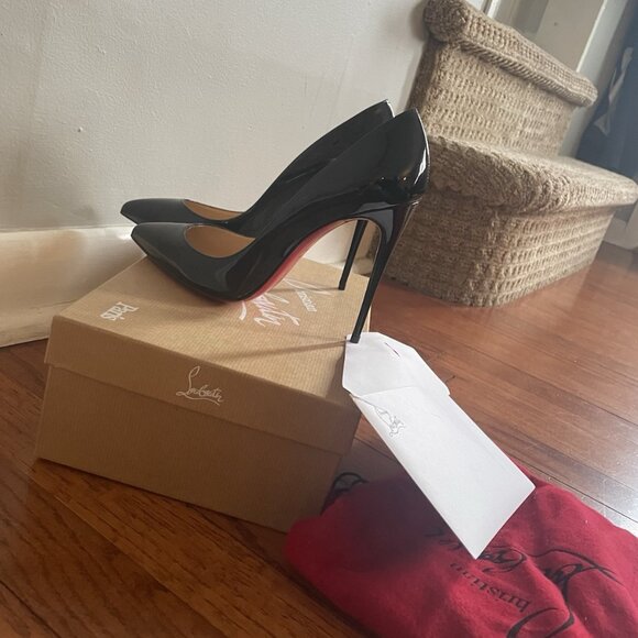 Christian Louboutin Pigalle Follies 100 Black Patent Pumps - Picture 7 of 10